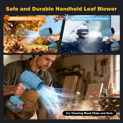 Electric Mini Leaf Blower, Powered Handheld Blower Leaf, Adjustable Wind Speed Cordless 21V Battery Blower with 2 Rechargeable Batteries and Charger, Toolbox, for Yard Leaf & Snow Removal(Blue)