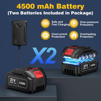 Electric Mini Leaf Blower, Powered Handheld Blower Leaf, Adjustable Wind Speed Cordless 21V Battery Blower with 2 Rechargeable Batteries and Charger, Toolbox, for Yard Leaf & Snow Removal(Blue)
